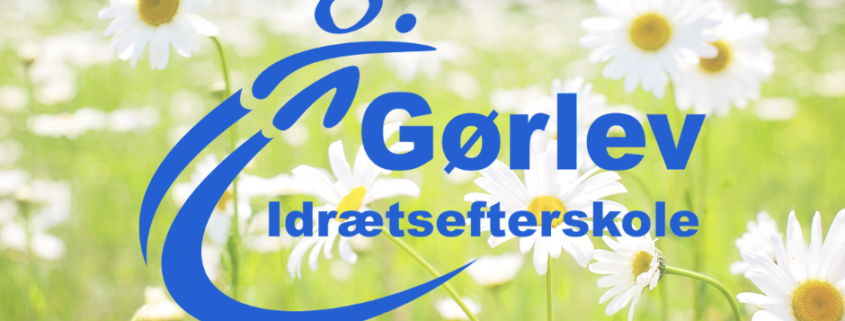 Billedet viser en baggrund med hvide margueritter. I forgrunden ses Gørlev Idrætsefterskoles logo.