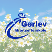 Billedet viser en baggrund med blå himmel og hvide margueritter. I forgrunden ses Gørlev Idrætsefterskoles logo.