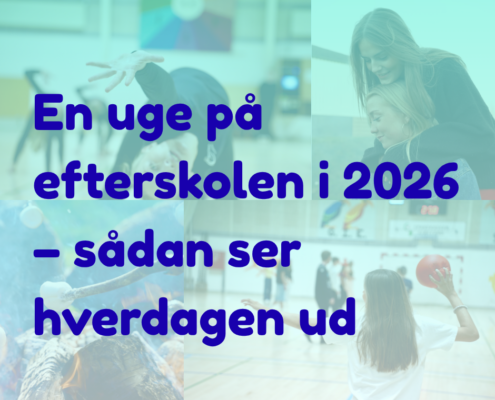 I baggrunden ses fire stemningsbilleder fra hverdagen på Gørlev Idrætsefterskole. I forgrunden ses teksten: En uge på efterskolen i 2026 - sådan ser hverdagen ud