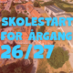 I baggrunden ses et dronefoto af Gørlev Idrætsefterskole. I forgrunden ses teksten: Skolestart for årgang 26/27.