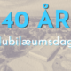 I baggrunden ses et dronefoto af Gørlev Idrætsefterskole. I forgrunden ses teksten: 40 år og jubilæumsdag.